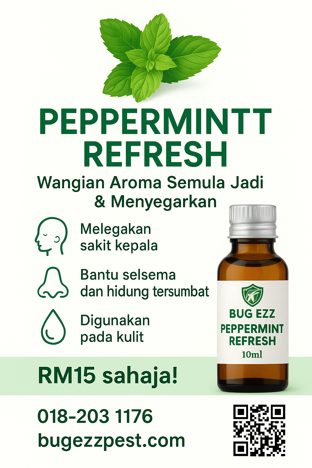  🌿 Peppermint Refresh – Wangian Aroma Segar & Penenang Semulajadi